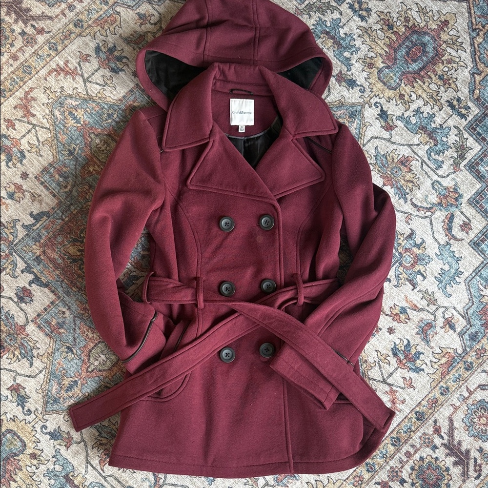 Croft & Barrow Maroon Double-Breasted Pea Coat